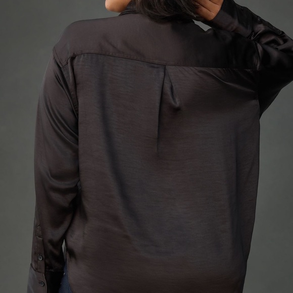 A Good American black satin button down shirt - Picture 3 of 8